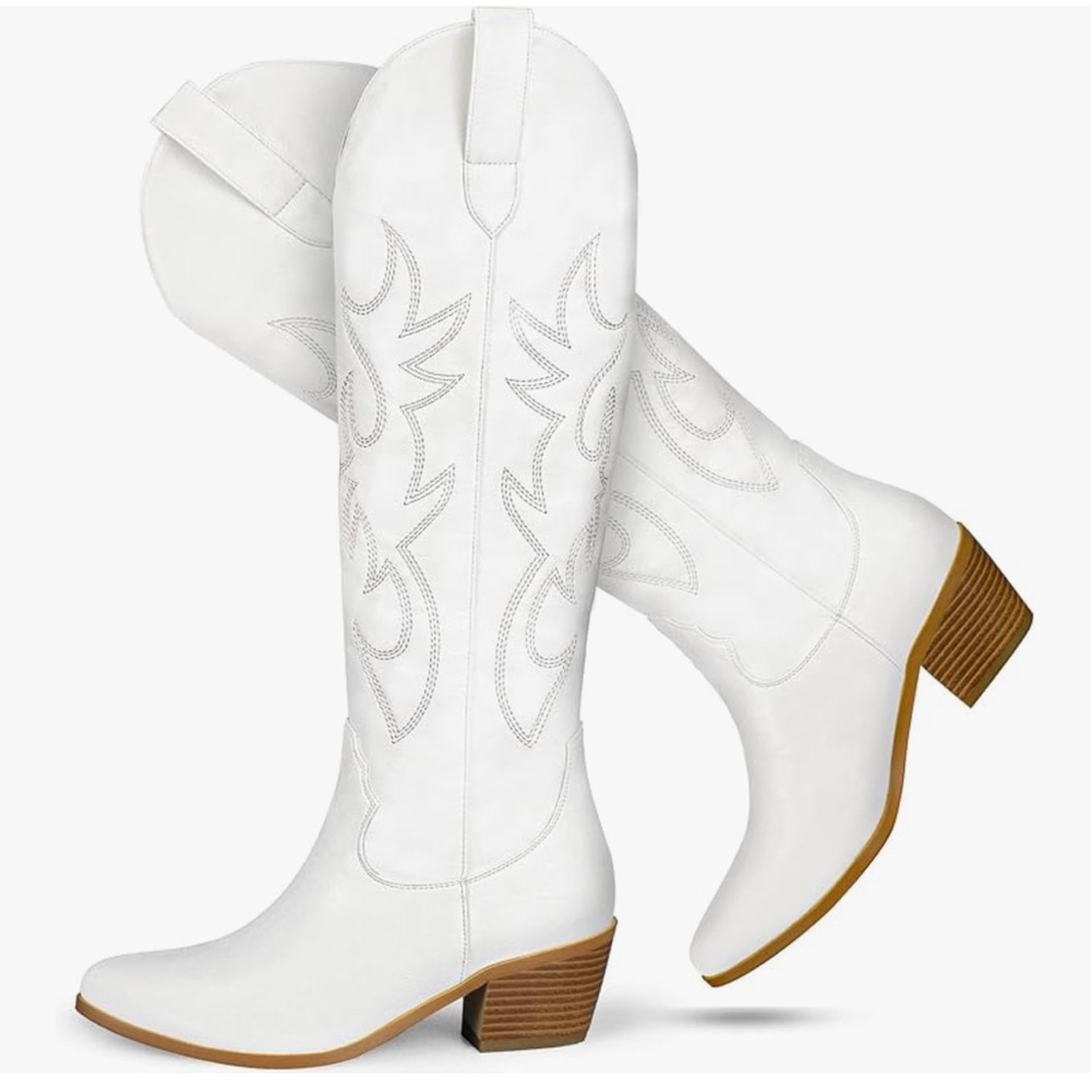 White Tall Cowgirl Boots